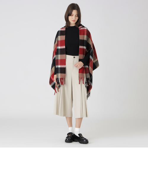 ブルーレーベルクレストブリッジ　フード付きポンチョ　ストール クレストブリッジチェックフード付きストール｜ブルーレーベル