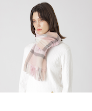 クレストブリッジチェックウォッシャブルカシミヤマフラー