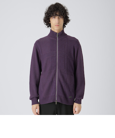 プレーティングカラーシャドーチェックドライバーズニット