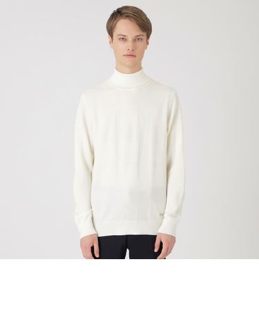 シャドーチェックタートルネックニット