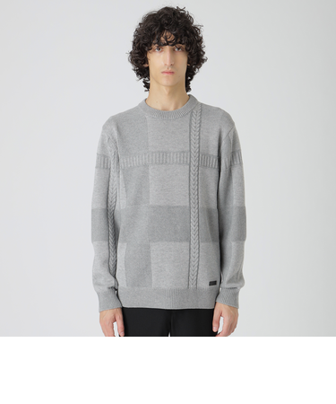 プレーティングカラーシャドーチェックニット