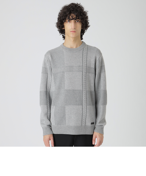 プレーティングカラーシャドーチェックニット