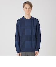 プレーティングカラーシャドーチェックニット