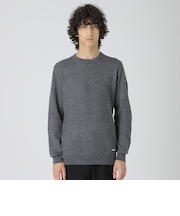 シャドーチェッククルーネックニット