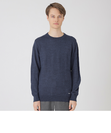 シャドーチェッククルーネックニット