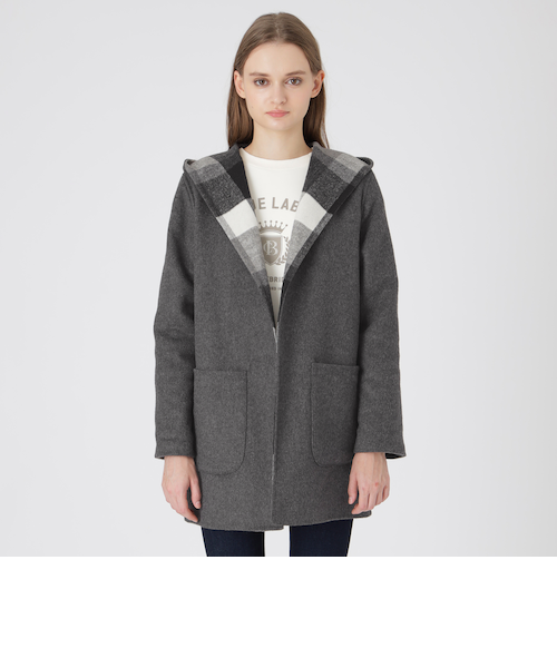 クレストブリッジチェックリバーポリウールコーディガン｜ブルー