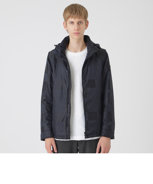 シャドークレストブリッジチェックカラミライダースブルゾン｜ブルー