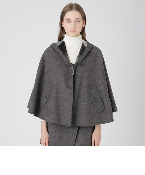 【取扱店舗限定】クレストブリッジチェックリバーポリウールケープコート