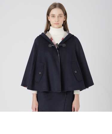 【取扱店舗限定】クレストブリッジチェックリバーポリウールケープコート