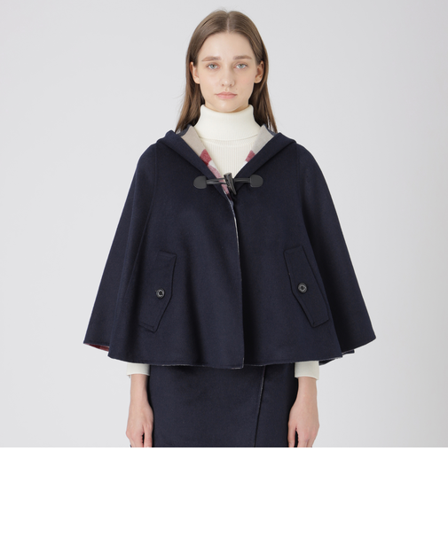 【取扱店舗限定】クレストブリッジチェックリバーポリウールケープコート