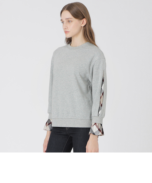 アームスリットパーシャルチェックプルオーバー