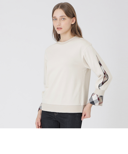 アームスリットパーシャルチェックプルオーバー