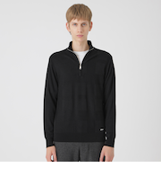 シャドーチェックハーフジップニット