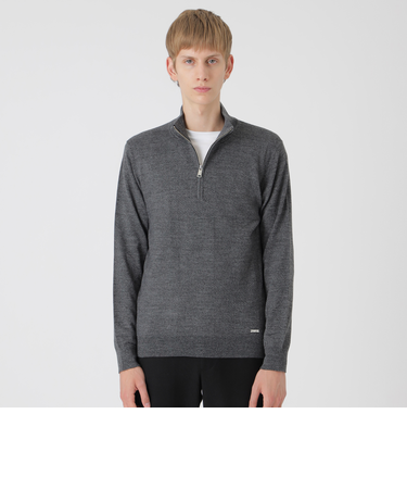 シャドーチェックハーフジップニット