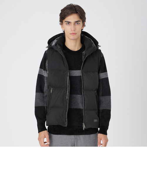 6150 美品✨ ブルーレーベルクレストブリッジ ダウンベスト チェック ファー ブルーレーベルクレストブリッジ リアルファー リバーシブル チェック