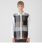 パネルチェックニットドッキングシャツ