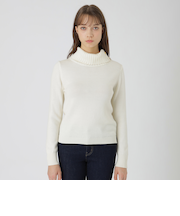 【ウォッシャブル】ウォッシャブルウールオフタートルニット