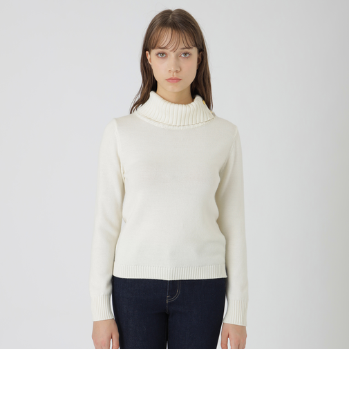 【ウォッシャブル】ウォッシャブルウールオフタートルニット