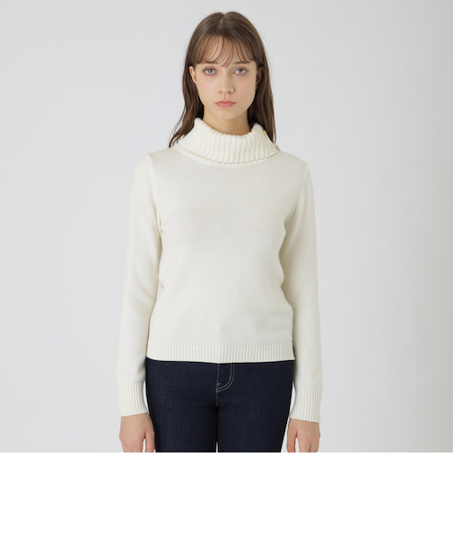 【ウォッシャブル】ウォッシャブルウールオフタートルニット