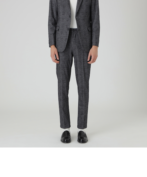 グレンチェックウールジャージートラウザーズ