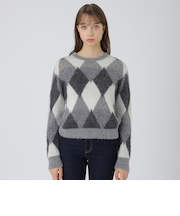 ヘアリーアーガイルニット