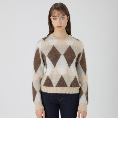 ヘアリーアーガイルニット