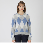 ヘアリーアーガイルニット