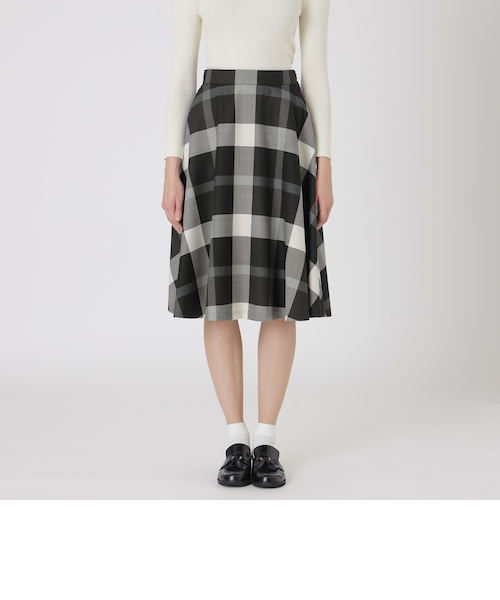 クレストブリッジチェックサキソニーフレアスカート｜ブルーレーベル