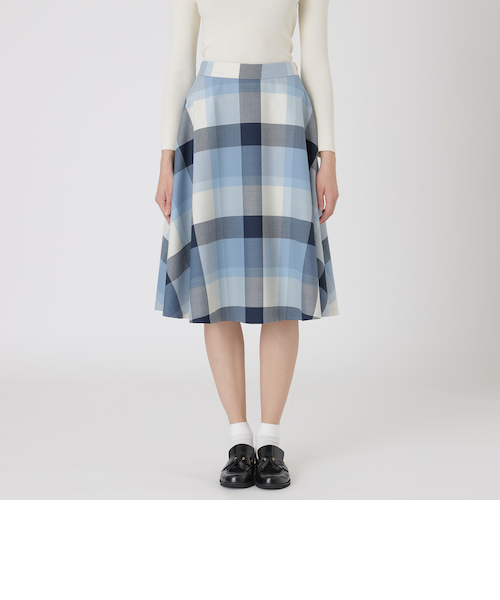 クレストブリッジチェックサキソニーフレアスカート｜ブルーレーベル