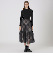 【取扱店舗限定】クレストブリッジチェックサキソニーニットドッキングドレス