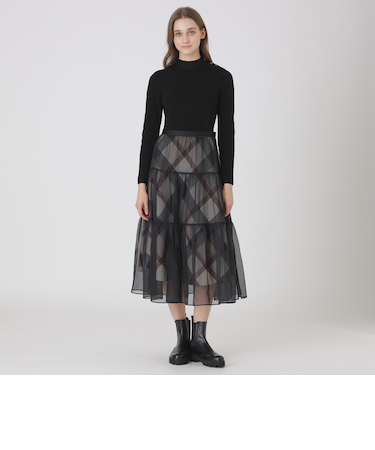 【取扱店舗限定】クレストブリッジチェックサキソニーニットドッキングドレス