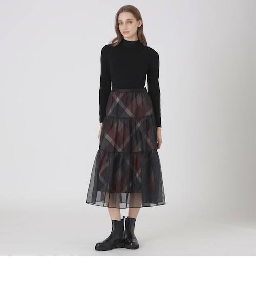 店舗限定クレストブリッジチェックサキソニーニットドッキングドレス 取扱店舗限定】クレストブリッジチェックサキソニーニットドッキング