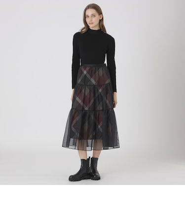 【取扱店舗限定】クレストブリッジチェックサキソニーニットドッキングドレス