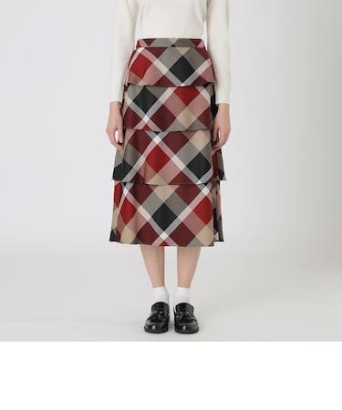 【取扱店舗限定】クレストブリッジチェッククロッシングビエラティアードスカート