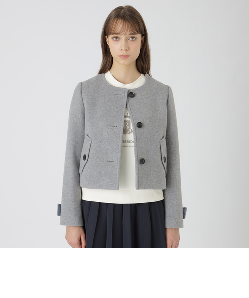 ファインダブルビーバーノーカラージャケット｜ブルーレーベルブラック