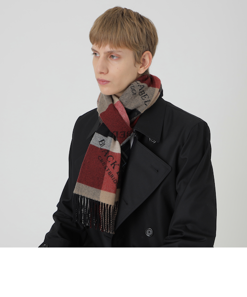 【10th ANNIVERSARY】クレストブリッジチェックロゴジャカードカシミヤマフラー