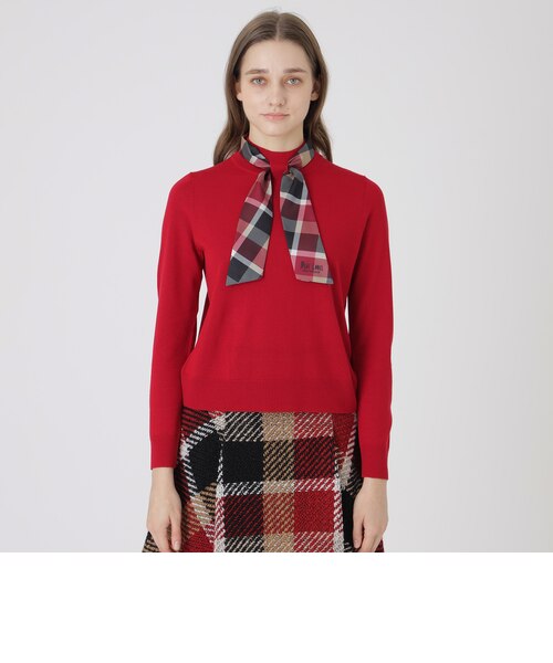 ウールアクリルブレンドスカーフニット｜ブルーレーベルブラック