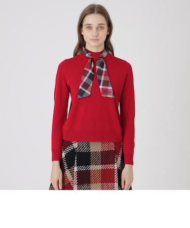 ウールアクリルブレンドスカーフニット