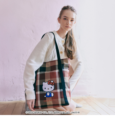 【ハローキティコラボ】クレストブリッジチェックビッグトート