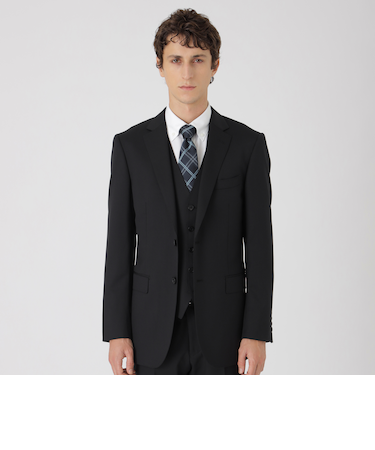 ブラックソリッドスリーピーススーツ