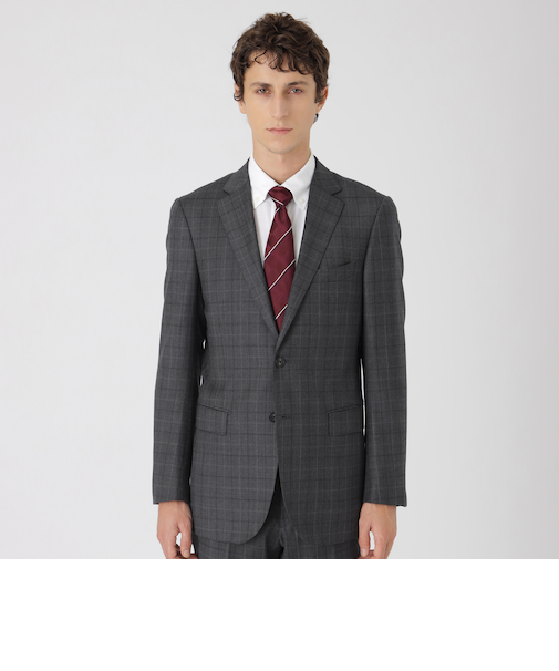 チャコールグレーマルチカラーチェックスーツ