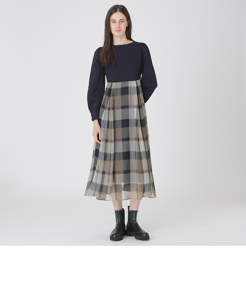 ブルーレーベルクレストブリッジ現行商品シフォンコンビドレス シフォンコンビドレス｜ブルーレーベルブラックレーベルクレスト