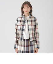【店舗限定】クレストブリッジチェックコットンソロストレッチショートブルゾン
