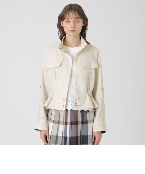 店舗限定】ソフトリネンショートブルゾン｜ブルーレーベルブラック