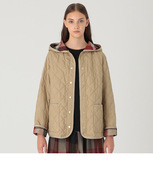 【一部店舗限定】クレストブリッジチェックキルティングショートコート