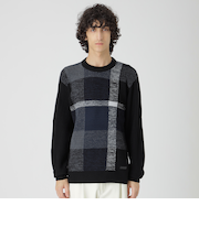 【一部店舗限定】パネルテクスチャークレストブリッジチェックニット