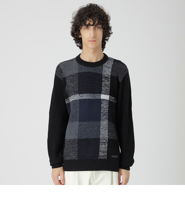 【一部店舗限定】パネルテクスチャークレストブリッジチェックニット