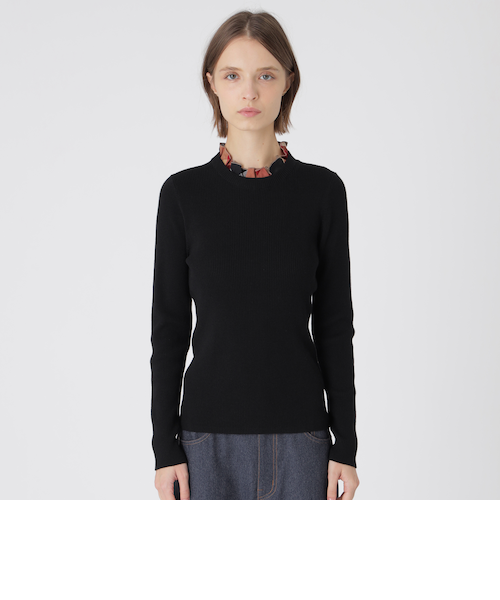 ブルーレーベルクレストブリッジ☆ チェックスリーブプルオーバーニット アセテートストレッチ チェックスリーブプルオーバーニットを使った