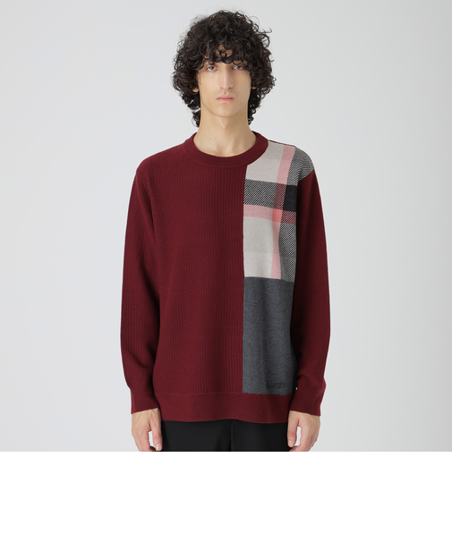 【一部店舗限定】パッチワーククレストブリッジチェックニット