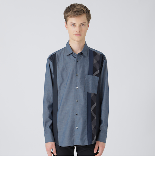 【一部店舗限定】デニムライクパッチワークシャツ